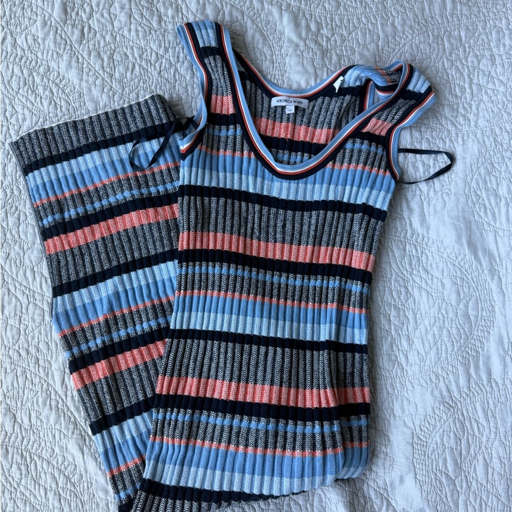 Veronica Beard Multicolor Striped Knit Dress